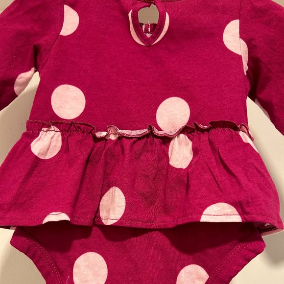 CARTER"S BABY RED WITH PINK POOKA DOT ONESIE - Picture 4 of 4